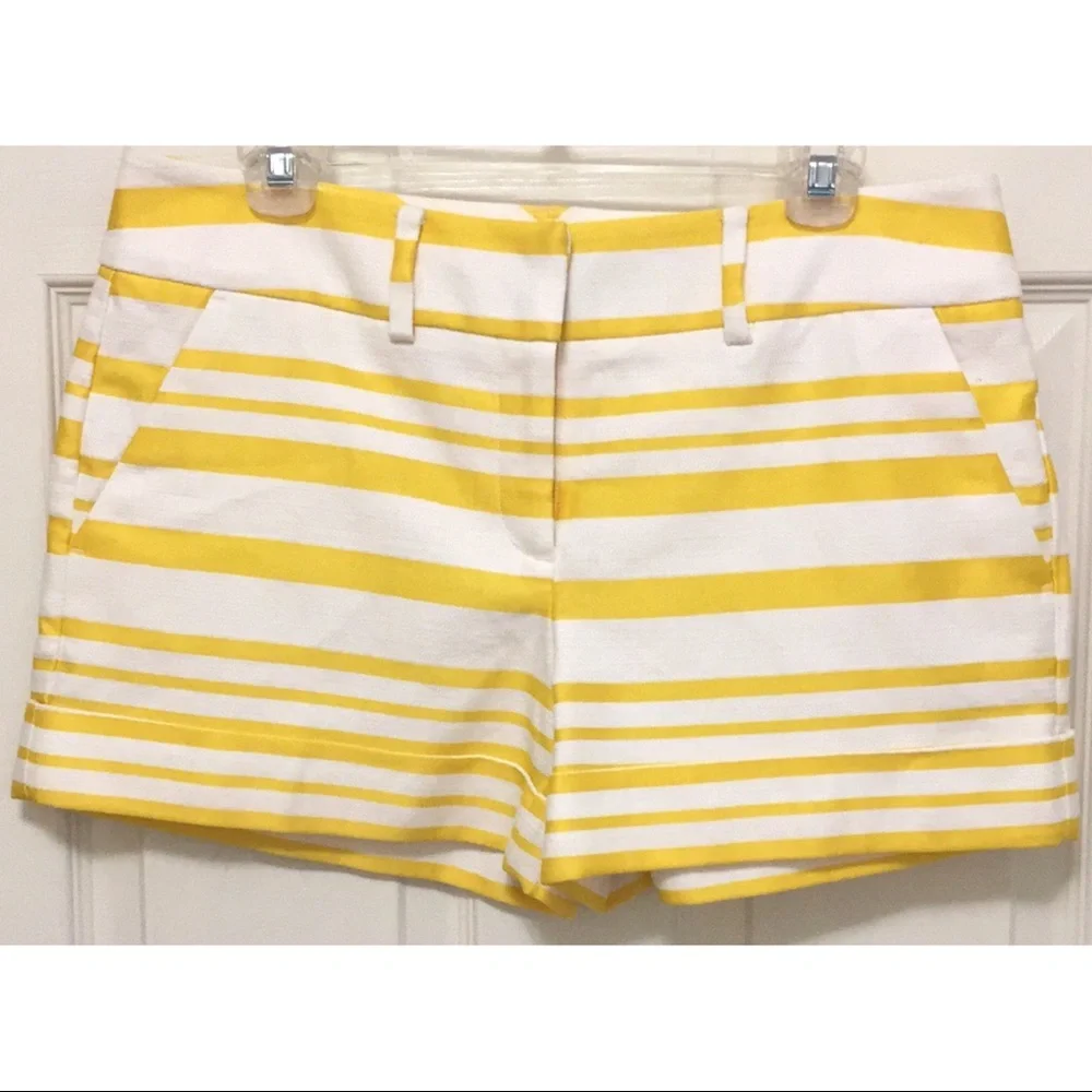 New York & Co. Yellow Striped Shorts